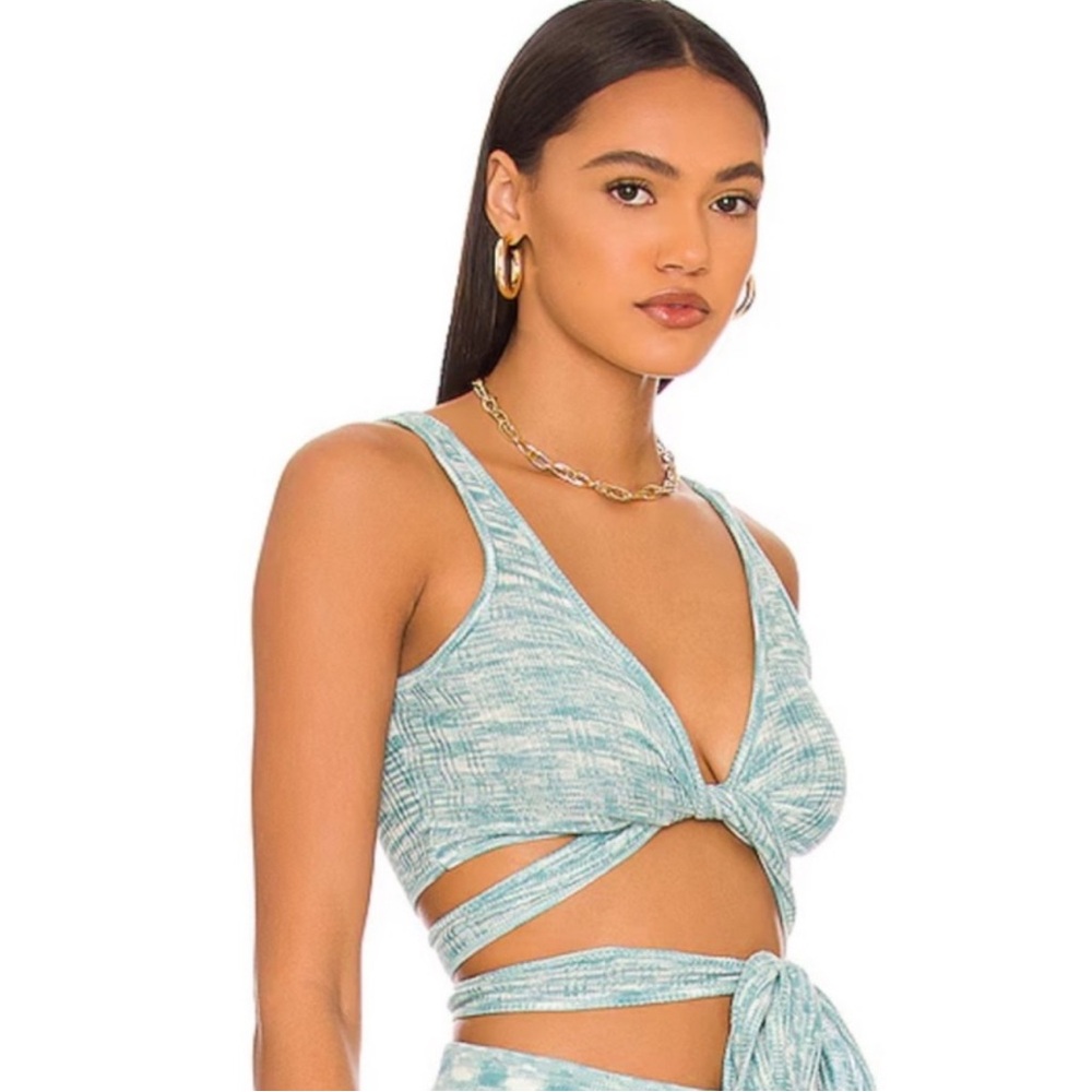 NEW L*SPACE SOLD OUT Zephyr Wrap Top in Poolside (Blue) Size Medium NWT - Picture 4 of 8